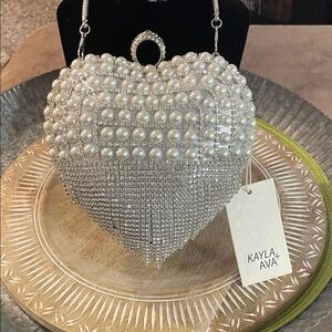 Kayla + Ava Pearl and Rhinestone Heart Purse